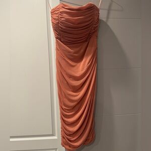 Elegant Ruched Orange Dress